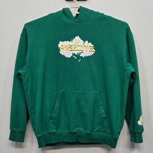 Overtime Pullover Hoodie XL‎ Green Daisy Graphic Pocket Basketball Streetwear